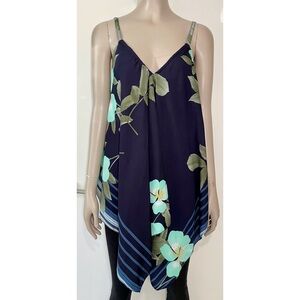 Unique Spectrum Navy Floral Handkerchief Top
